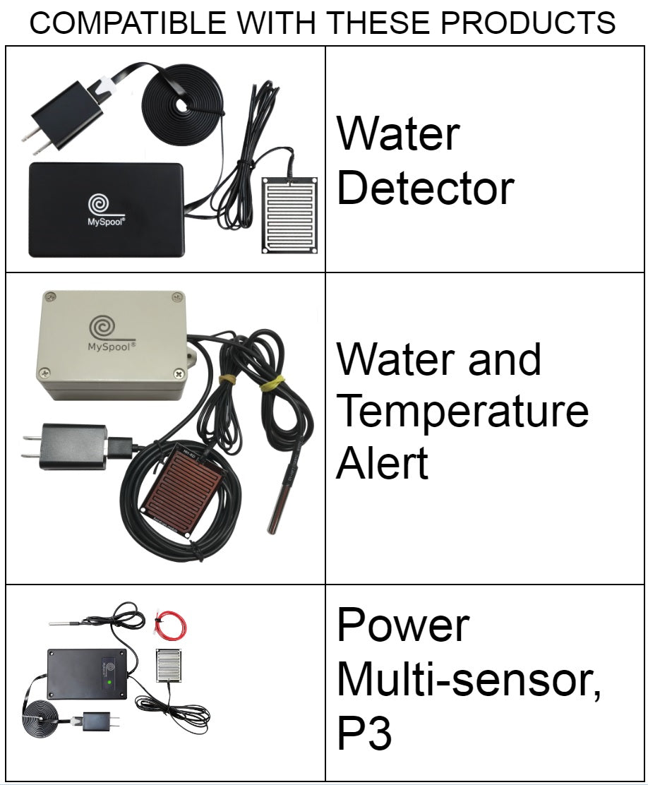 Rugged Sensor for WATER Alert, 5 ft wire, rigid connection